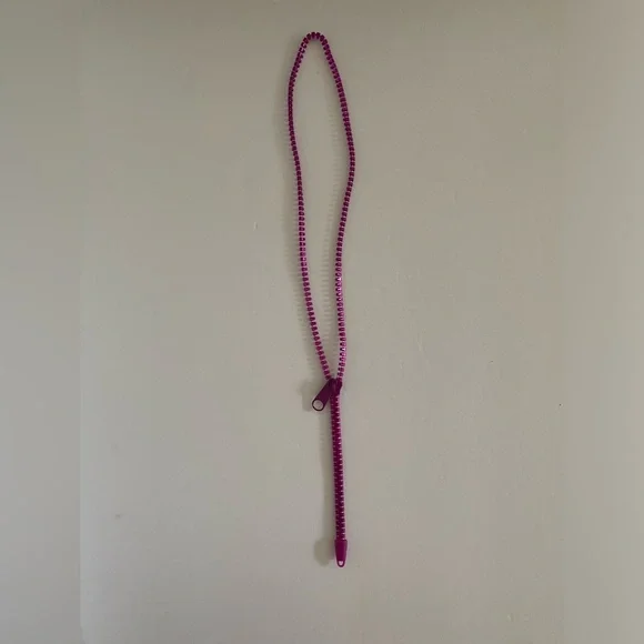 VTG 1980’s Chunky Punk Adjustable Zipper Necklace Purple Lavender Shimmer New - Picture 3 of 11